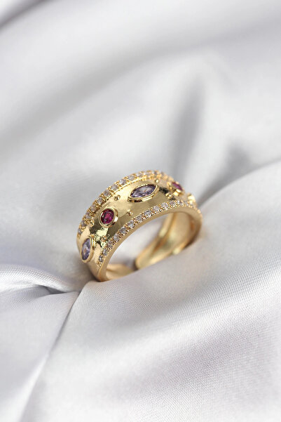 CT STONES Mey Import ®   Gold Color Zircon Stone Vintage Women's Ring