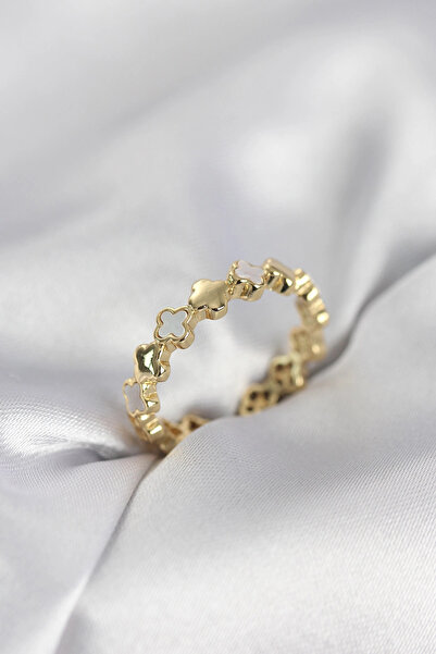 CT STONES Mey Import ®   Gold Color Pearlescent Clover Model Women's Ring