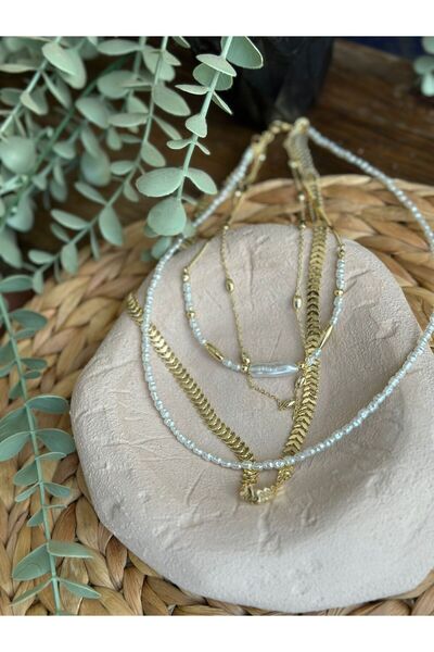 ELOA AKSESUAR Kadın Çoklu İnci Detaylı Kombin Kolye