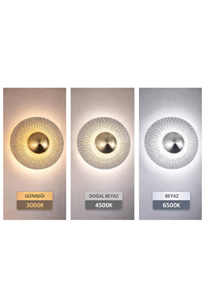 MİRLED AYDINLATMA 3 Renk Modern Gold Sunburst Duvar Apliği