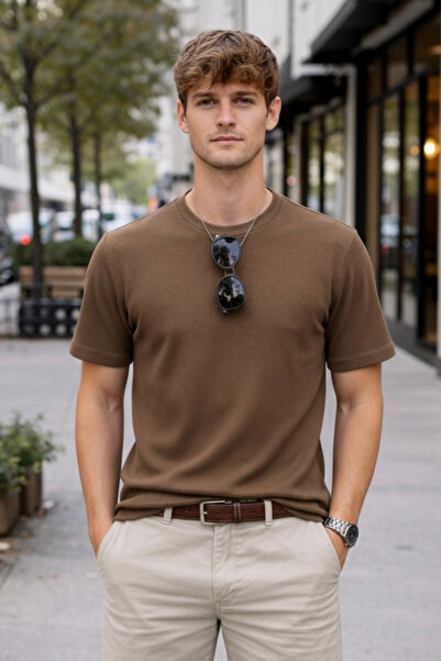 Maccali Чоловіча модна футболка з 100% бавовняної тканини вафельного плетіння...