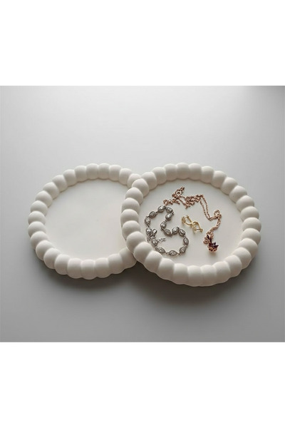 Berivan Set of 2 Decorative Concrete Plates - Jewelry Plate and Coaster