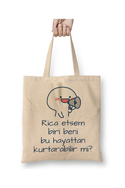 Toyaso Rica Etsem Can This Person Save My Life? Motto Funny Saying Tote Bag S...