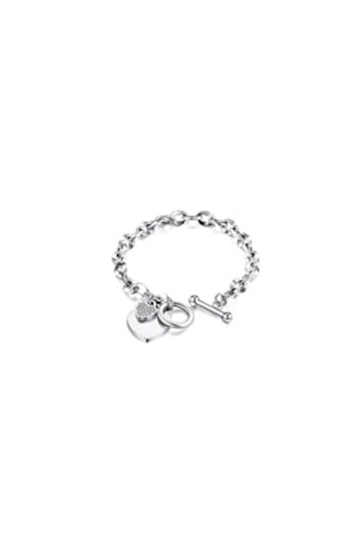 White Label Heart Bracelet with Crystals, Silver
