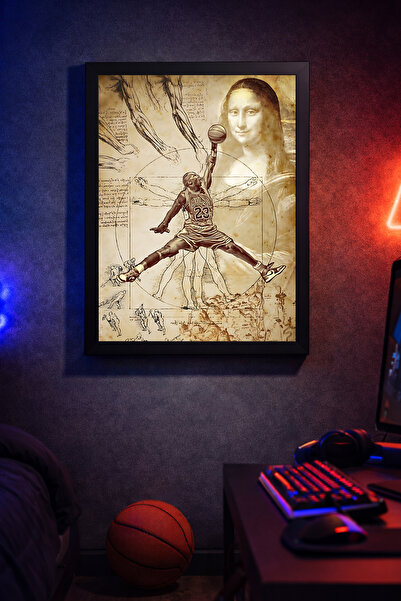 Koi Art Design Siyah Çerçeveli Tek Parça NBA Temalı Genç Odası/Spor Salonu Ko...