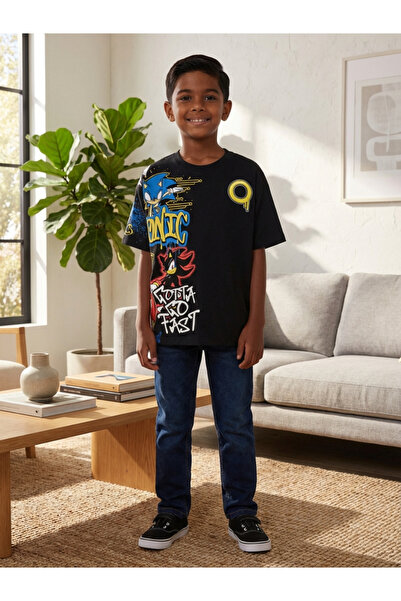 ALYAKİDS تي شيرت للأولاد من القطن بنسبة 100% مطبوع عليه شخصيات سونيك وشادو با...