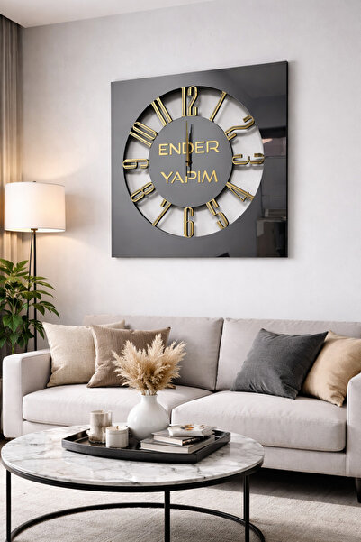 evolise Modern Tasarım Aynalı Duvar Saati – Gold Detaylı Şık Dekor Saat
