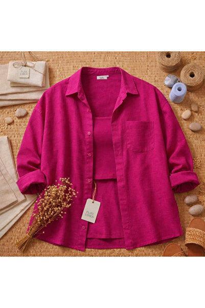 miremiran Doğal Keten Kumaş Oversize Salaş Kalıp Kadın Gömlek – Yazlık Rahat ...