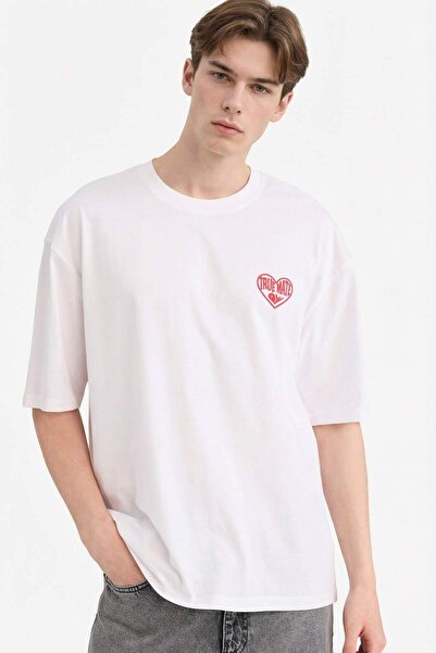 DeFacto 100% Cotton Boxy Fit Printed T-Shirt F8085Ax26Sp