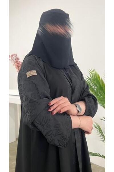 DOUBLE1WAN Abaya - Silk- Crepe- Royal - with delicate embroidery