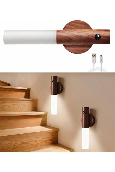 btm home Hareket Sensörlü LED Duvar Apliği - Şarjlı Kablosuz Manyetik Merdive...