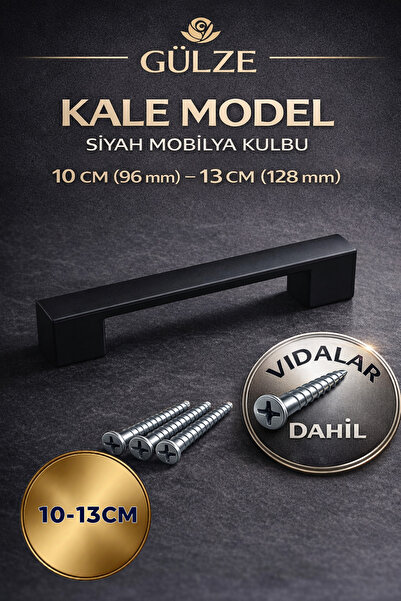 GÜLZE (10 -13 cm) SİYAH Renk KALE Model Mobilya Kulpları Dolap, çekmece, komo...