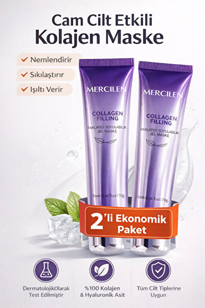 mercilen 2’li Soyulabilir Kolajen Jel Yüz Maskesi – Cam Cilt Etkili Kore Bakı...