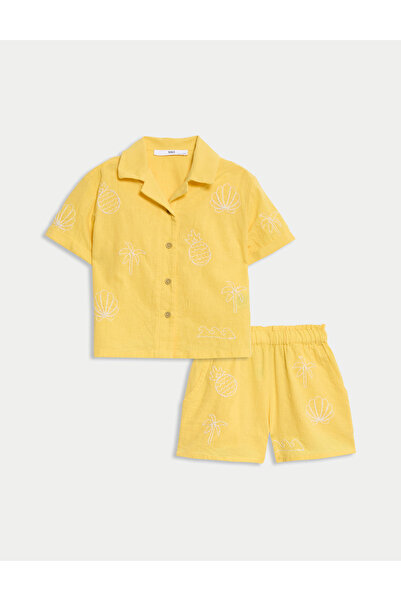 Marks & Spencer Pamuk Karışımlı Nakışlı Takım (2-8 Yaş)