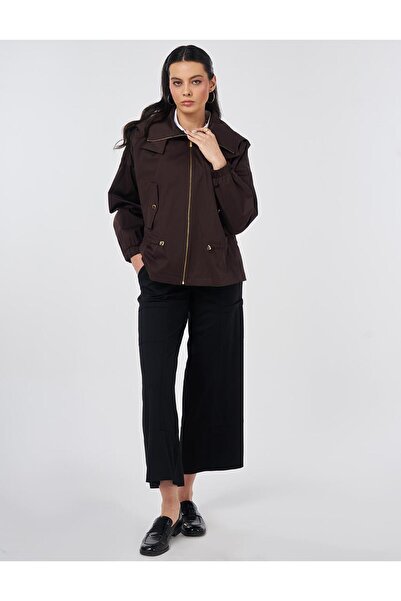 Kayra Çıkarılabilir Kapüşonlu Kısa Ceket Koyu Kahve