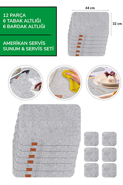 MS Glassware 12-предметний набір підкладок з повсті, американський сервісний ...