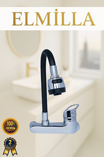 elmilla Duvardan Oynar Boru Başlıklı Mutfak Ve Lavabo Bataryası Yandan Aplike...