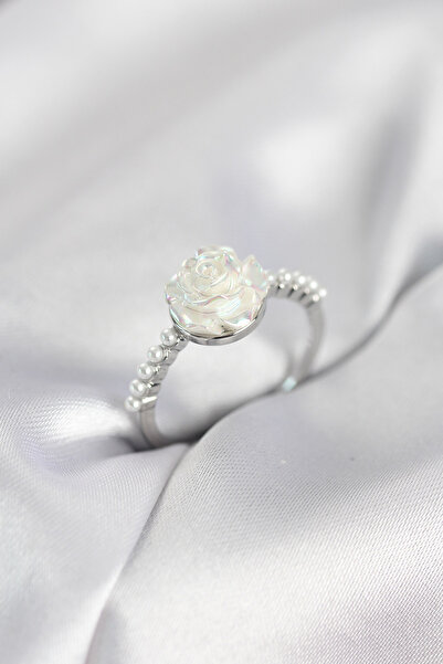Lisinya Silver Color Rose Model Pearl Women's Ring - Tygoo