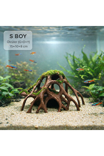 Maker Deha Mangrove Kök Akvaryum Dekoru | Karides Mağarası, Balık Saklanma, A...