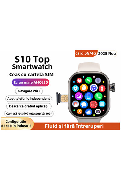 telux S10 Smart Watch with SIM Card, 190° Rotating HD Camera, Video Call, WiF...