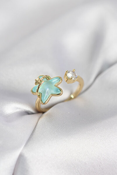Lisinya Gold Color Turquoise Star Model Women's Ring - Tygoo