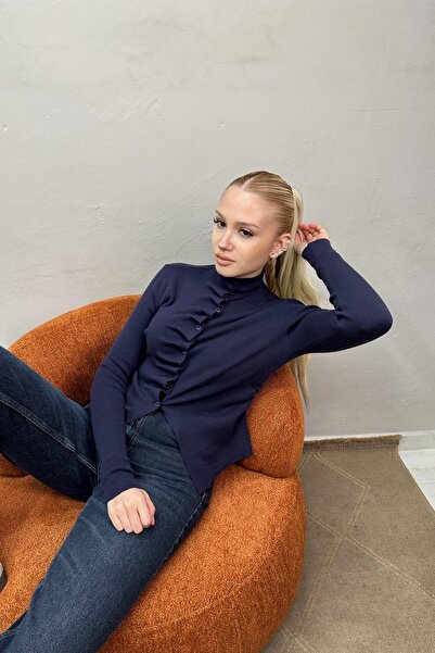 lizge giyim Front-Embellished Detail Buttoned Knitwear Cardigan