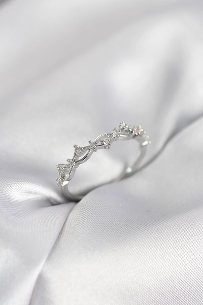 shopwave خاتم نسائي من حجر الزركون بلون فضي نحاسي - TJ-BYK4136