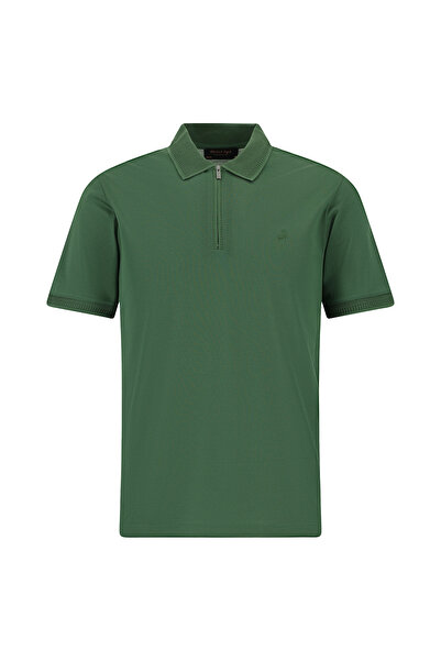 Abdullah Kiğılı Tricou cu guler polo din bumbac mercerizat, brodat, cu fermoa...