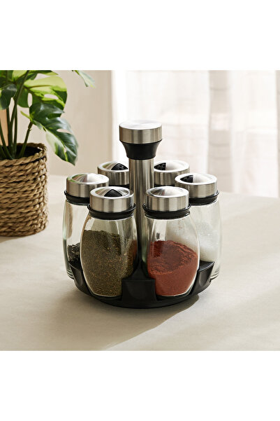 Generic Essential 6-Piece Spice Jar with Rotating Rack