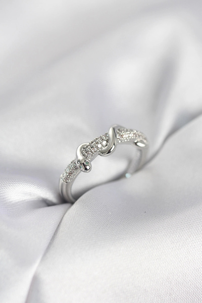 shopwave خاتم نسائي من حجر الزركون الفضي اللون بتصميم ثعبان ملفوف - TJ-BYK4067