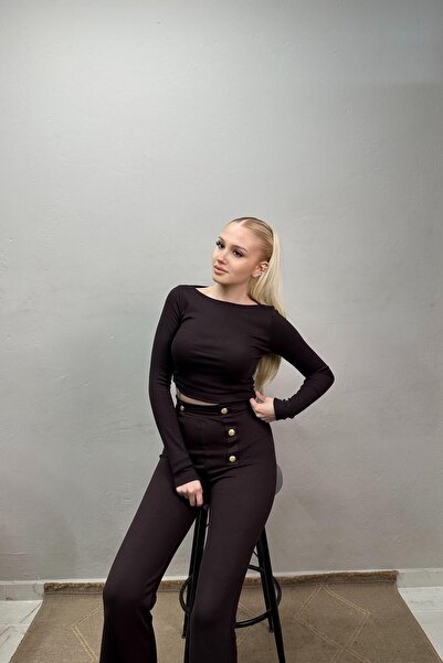 lizge giyim Gold Button Detail Pants