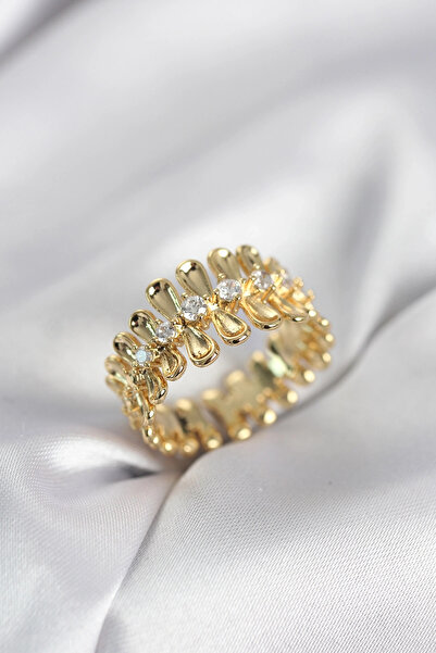 shopwave خاتم نسائي مرصع بحجر الزركون باللون الذهبي