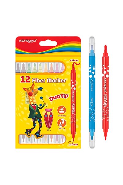 KEYROAD Carioci colorate Duo Washable KR971414, 2 capete, 12 culori, varf 2-4...