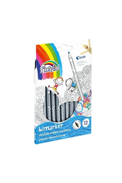 Fiorello Carioci colorate Bimarker GR-F816-12, 2 capete, 12 culori, varf 1-3m...