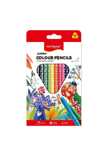 KEYROAD Creioane colorate Jumbo KR971349, triunghiulare, 12 culori, blister c...