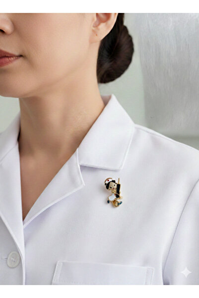 iz accessories 16 Küçük boy Sevimli Hemşire Figürlü Emaye Broş - Sağlık Çalış...