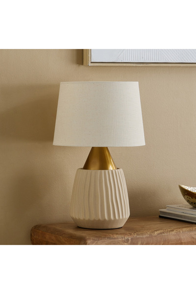Generic Rollins Caskey Metal and Ceramic Table Lamp with Linen Shade - 30x47 cm