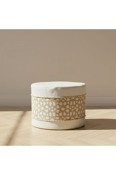 Generic Layali Noor Cotton Jacquard Pouf - 50x50x35 cm