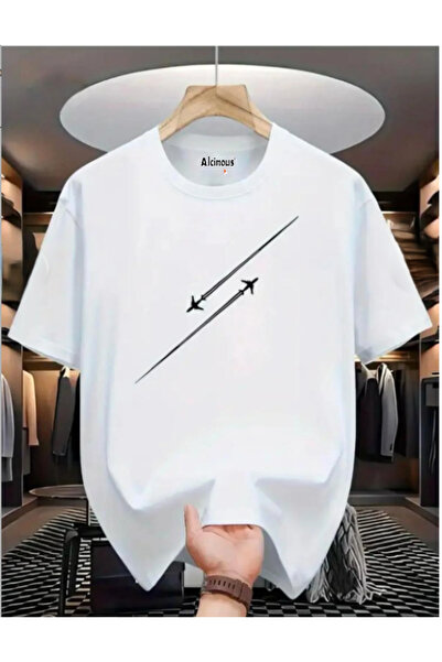 ALCİNOUS UNISEX ΒΑΜΒΑΚΙΝΟ OVERSIZE T-SHIRT ΜΕ ΛΕΥΚΗ ΣΤΑΜΠΑ