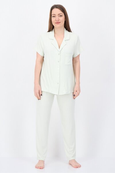 Nine West Women 2 Pieces Ribbed Top And Bottom Pajama Set, Pista Green