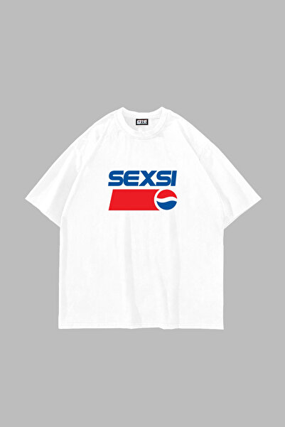 Sekizbiraltı Sexsi Printed Oversize Unisex White Tshirt