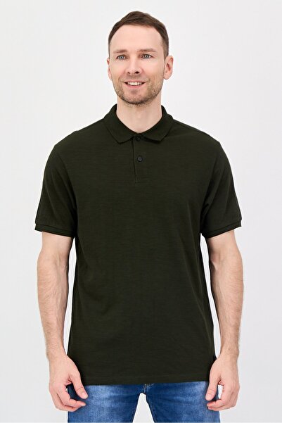 Scotch & Soda Men Regular Fit Heather Short Sleeve Polo Shirts, Dark Green