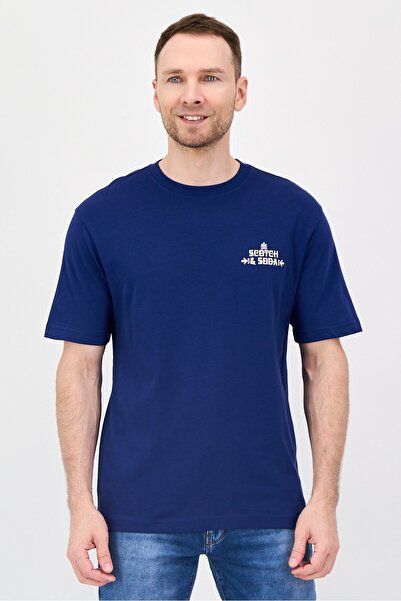 Scotch & Soda Men Crew Neck Short Sleeve Brand Logo T-Shirt, Navy