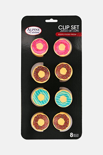 Alpine Cuisine 8pcs Donut Kitchen Clip Set, Multicolor
