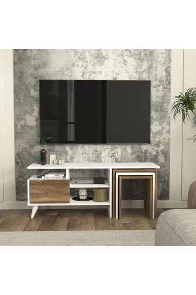 Generic وحدة تلفزيون Modulix Winslow بطول 1.2 متر مع 3 طاولات متداخلة لأجهزة ...