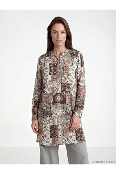 LC Waikiki Judge Collar Patterned Women's Tunic