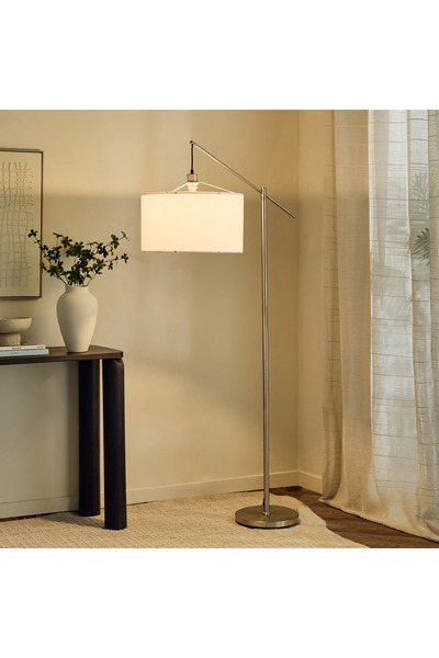 Generic Zimmer Metal Arc Floor Lamp with Fabric Shade - 30x175 cm