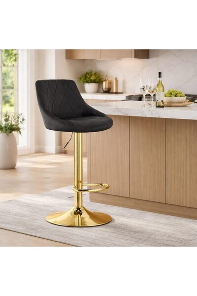 Artool Kitchen/bar chair, Artool, Kast, swivel, Velvet, black and gold, 45.5x...