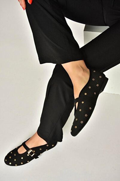 Fox Shoes Y820410104 Black Knitwear Fabric Women's Ballerinas