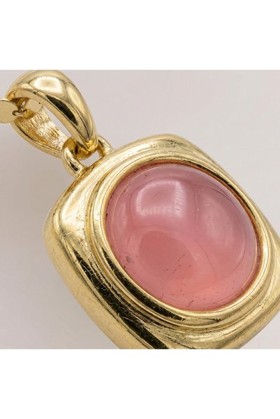 AccessoriesCınCık 316L Steel Anti-Tarnish Women's Necklace |   Gold Color Pink Stone Women's Necklace 55cm